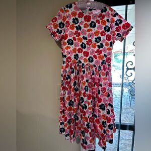 Lands' End Kids Floral Dress in Pink, Red, and Orange - Sz 10